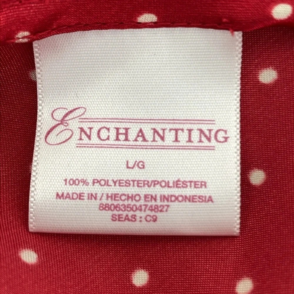 Enchanting Nightgown Women's L Large Red Polka Dots Long Sleepwear Chemise Slip - Picture 12 of 16